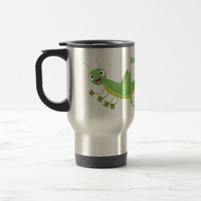 Taza De Viaje Personalizado de saltamontes alegre verde (Izquierda)
