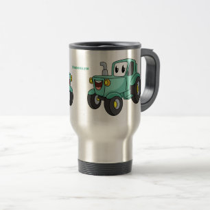 Taza De Viaje Personalizado de tractores verde feliz