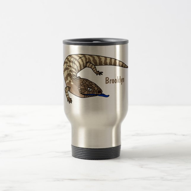 Taza De Viaje Personalizado del reptil de lagarto de lengua azul (Centro)
