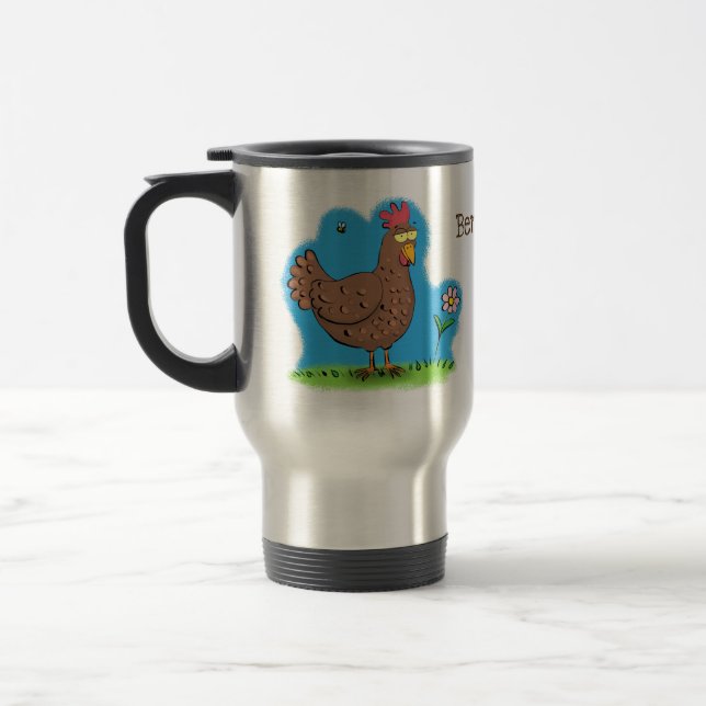 Taza De Viaje Personalizado divertido de pollo rústico y caprich (Izquierda)