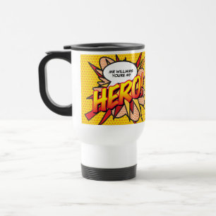 Taza De Viaje Personalizado eres mi HERO Comic Book Pop Art