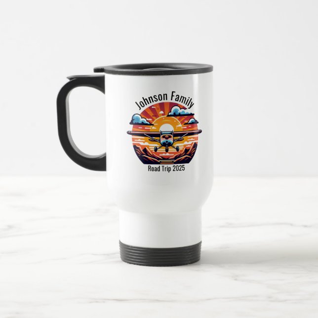 Taza De Viaje Personalizado Family Road Trip Mountain Sunset Ret (Izquierda)