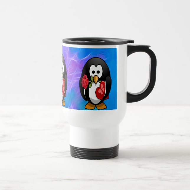 Taza De Viaje Personalizado gracioso de Penguin El día de San Va (Derecha)