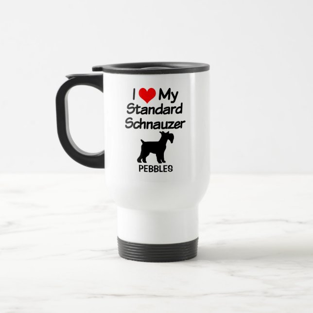 Taza De Viaje Personalizado I Love My Standard Schnauzer Dog (Izquierda)