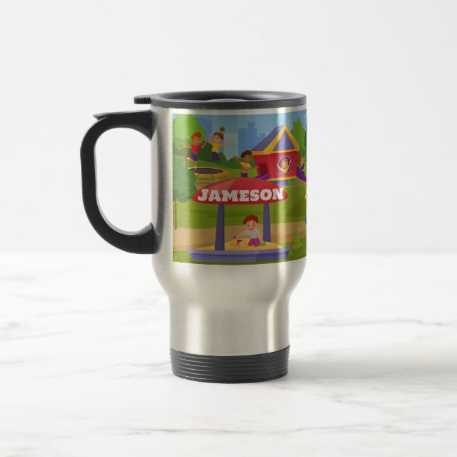Taza De Viaje Personalizado infantil  juguetón nombre divertido (Izquierda)