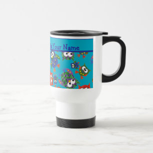 Taza De Viaje Personalizado Lechuza Cute Viaje Mug, Rojo, Azul, 