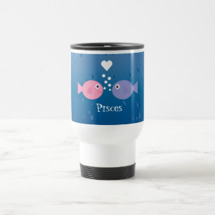 Taza De Viaje Personalizado lindo de los pescados de Piscis del