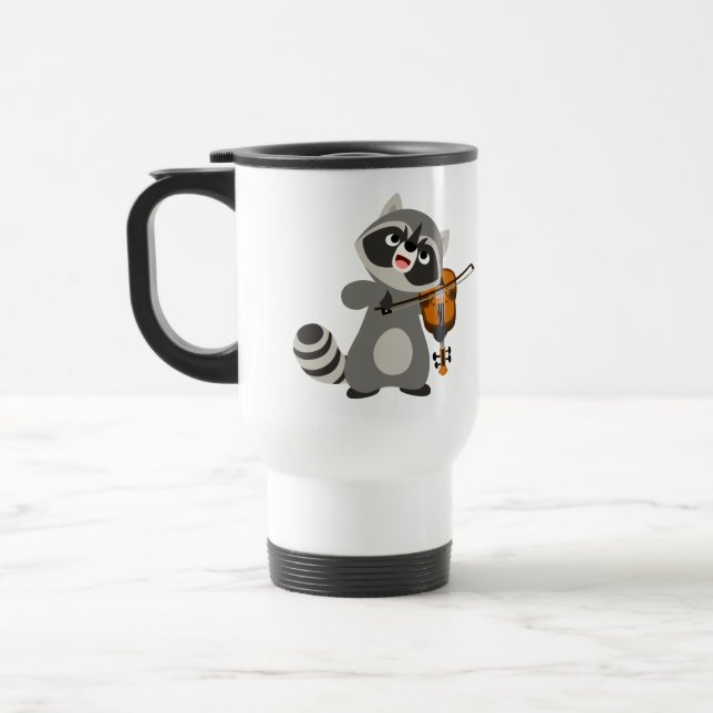 Taza De Viaje Personalizado lindo Raccoon Jugando Violin Commute (Izquierda)