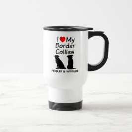Taza De Viaje Personalizado Love My Two Border Collie Dogs Mug