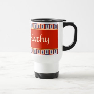 Taza De Viaje Personalizado Lucky Blue Eight Wheel Mahjong Tile