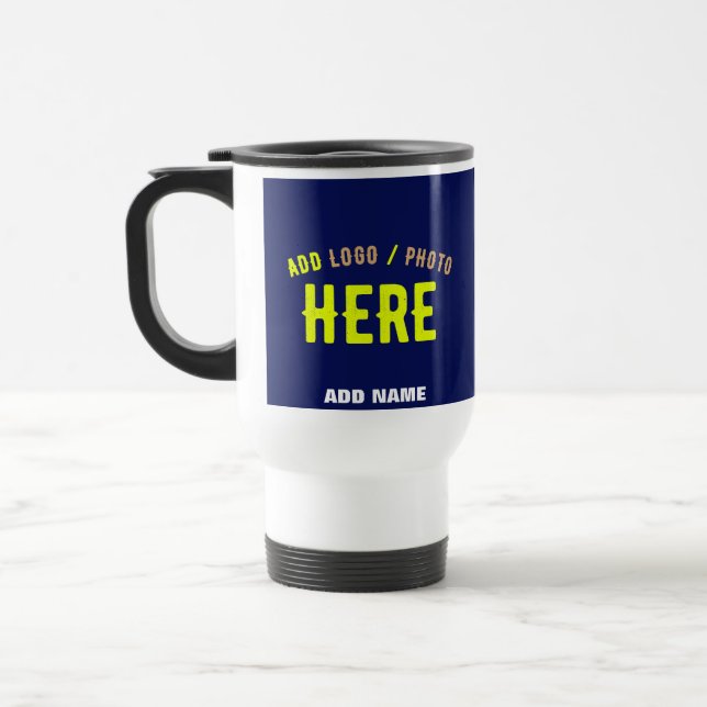 TAZA DE VIAJE PERSONALIZADO MODERNO ELEGANTE NAVY AZUL VERIFICAD (Izquierda)