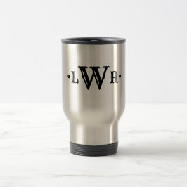 Taza De Viaje Personalizado Monograma de tres letras Elegante ne