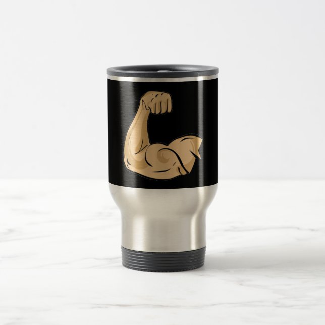 Taza De Viaje PERSONALIZADO MÚSCULOS HOMBRE brazo fuerte biceps  (Centro)