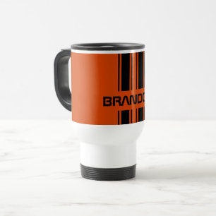 Taza De Viaje Personalizado Naranja oscuro Black Auto Race Sport