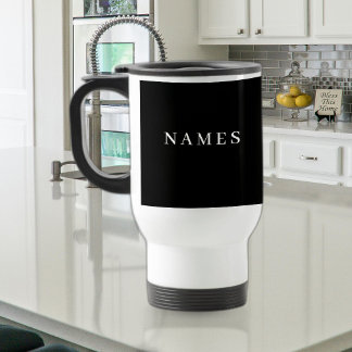Taza De Viaje Personalizado negro simple Añadir su nombre elegan