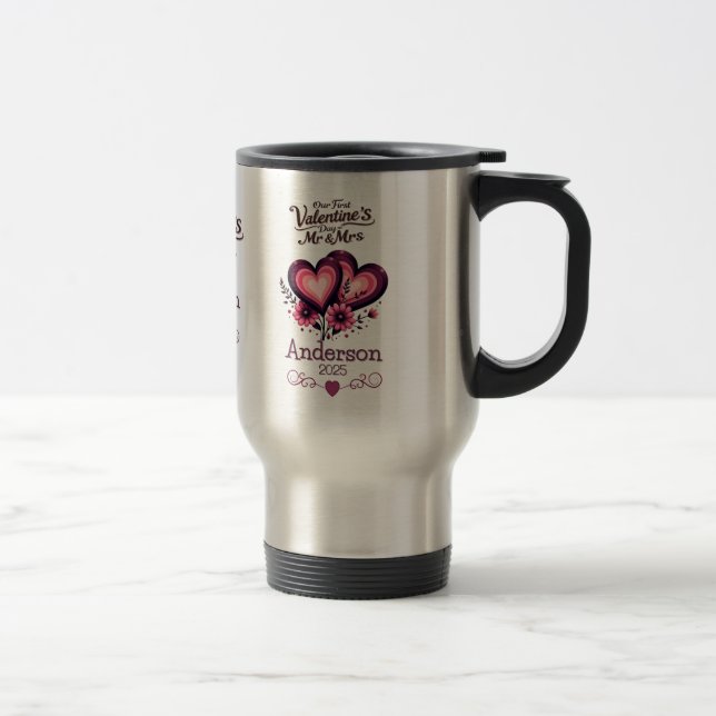 Taza De Viaje Personalizado Nuestro Primer Día de San Valentín S (Derecha)