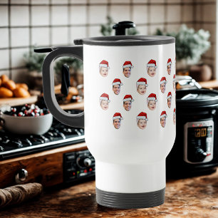 Taza De Viaje Personalizado Santa Hat Face Navidades regalo 2 fo