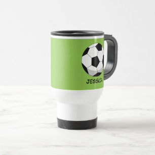 Taza De Viaje Personalizado Soccer Ball   Añadir su nombre