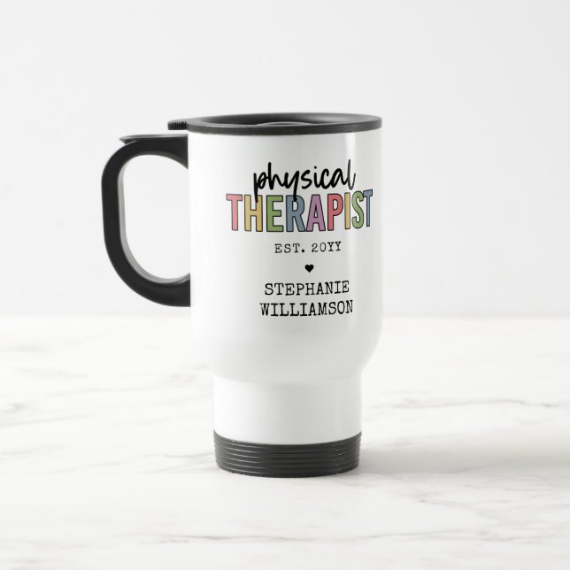 Taza De Viaje Personalizado Terapia física PT Regalos de graduac (Izquierda)