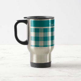 Taza De Viaje Personalizado Travel Mug, Verde azulado y blanco C