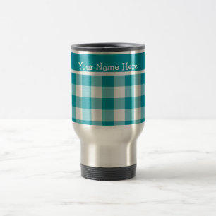 Taza De Viaje Personalizado Travel Mug, Verde azulado y blanco C
