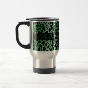 Taza De Viaje Personalizado verde del estampado de animales del
