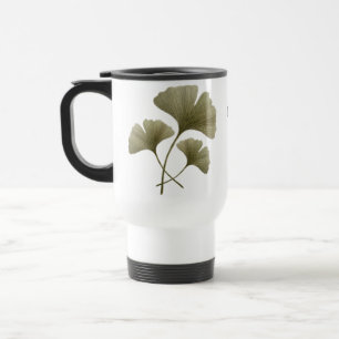 Taza De Viaje Personalizado Verde Hoja de Ginkgo Flor Botánica