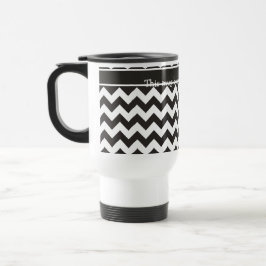 Taza De Viaje Personalizado Zigzag Travel Mug, Chevrras blancas 