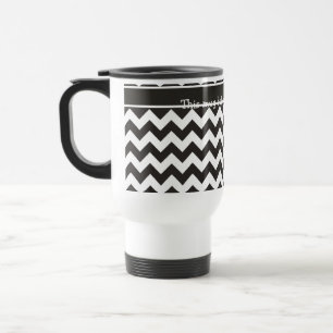 Taza De Viaje Personalizado Zigzag Travel Mug, Chevrras blancas