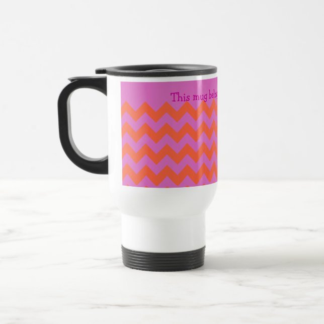 Taza De Viaje Personalizado Zigzag Travel Mug, Magenta Naranja C (Izquierda)