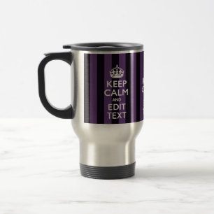 Taza De Viaje Personalízalo Mantén tranquilo tu texto Rayas púrp