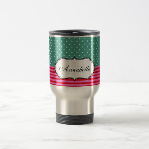 Taza De Viaje Personalizar el patrón Verde azulado de bandas de