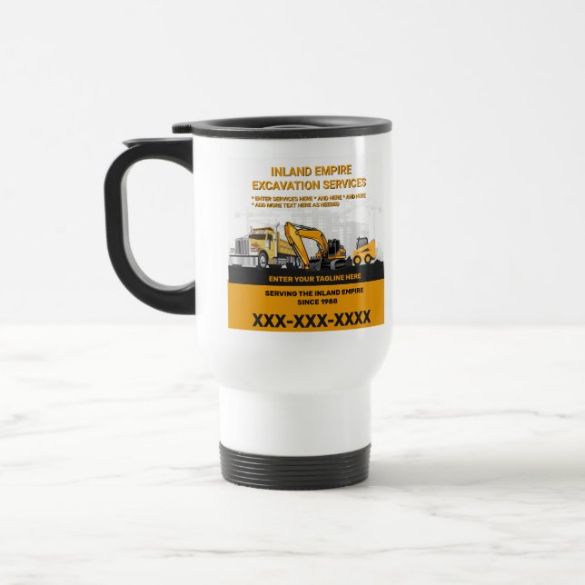 Taza De Viaje Personalizar Excavation General Contractor Constru (Izquierda)