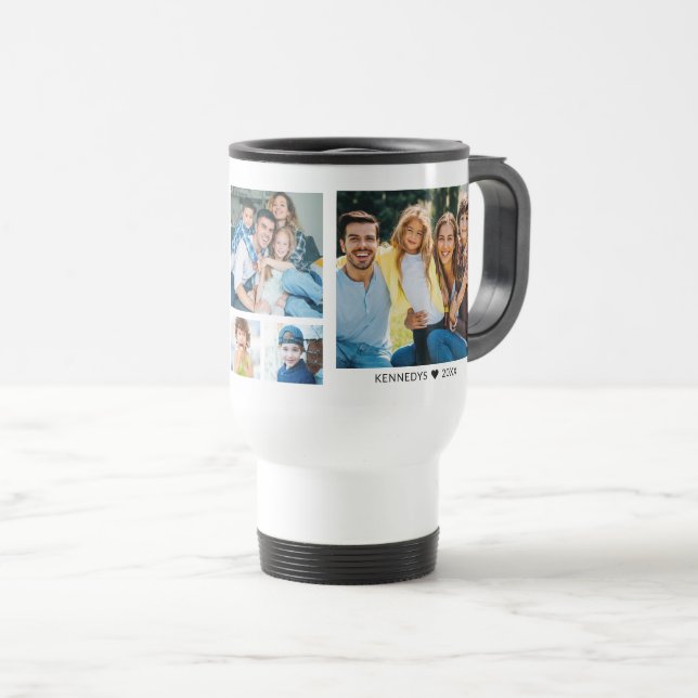 Taza De Viaje Personalized  5 Photo Collage Family Quote White (Anverso derecho)