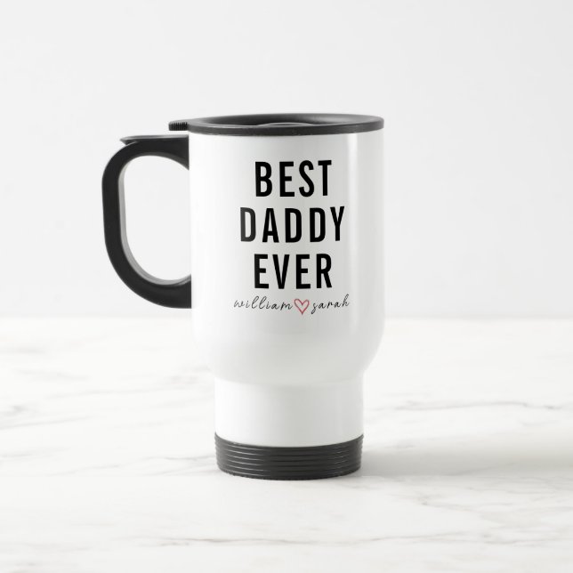 Taza De Viaje Personalized Best Daddy Ever | Custom Father’s Day (Izquierda)
