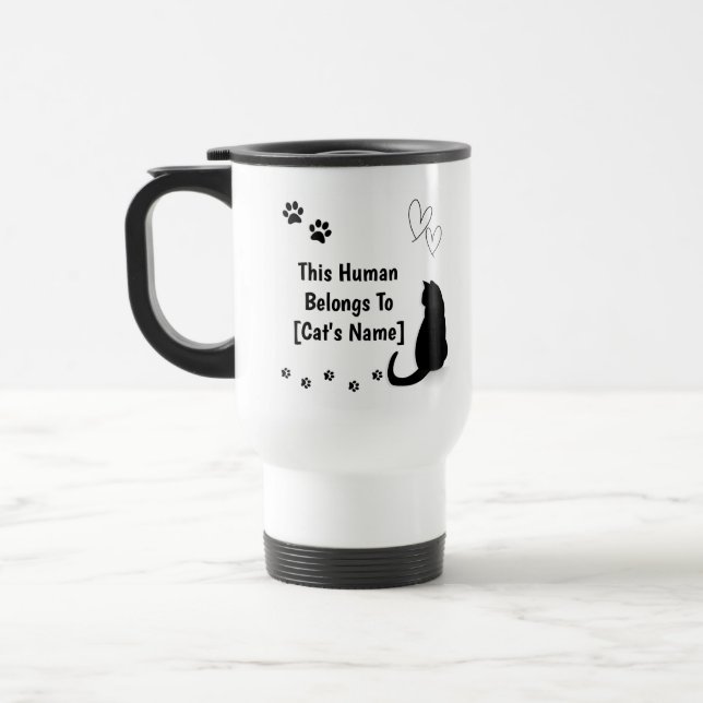 Taza De Viaje Personalized Black Cat Travel Mug (Izquierda)