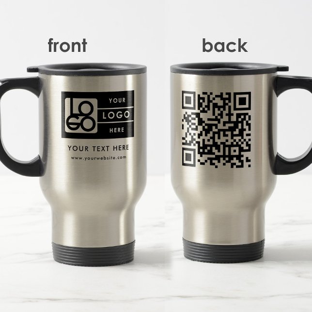 Taza De Viaje Personalized Logo Website QR Code Text Promotional (Personalized Logo Website QR Code Text Promotional Travel Mug)