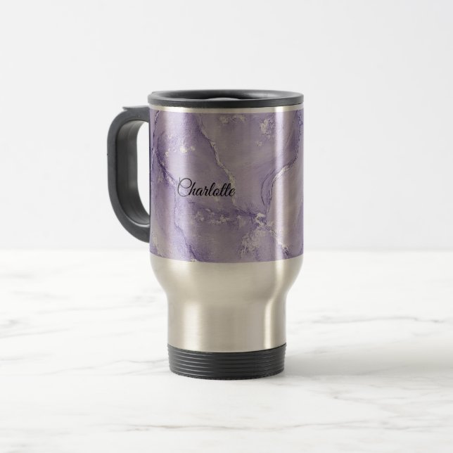 Taza De Viaje Personalized Luxury Marble Pattern Custom Name (Anverso izquierdo)