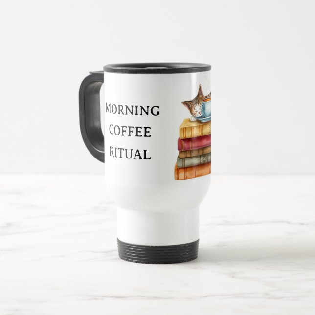 Taza De Viaje Personalized Morning Coffee Cat Ritual Cozy (Anverso izquierdo)