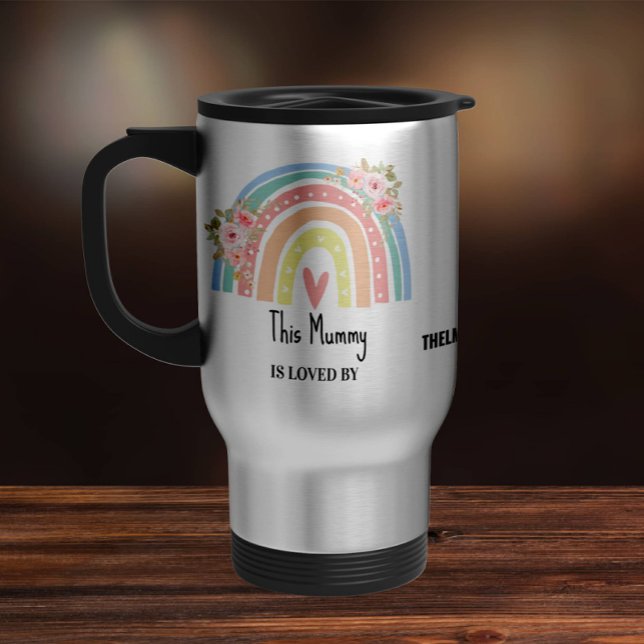 Taza De Viaje Personalized Mum's Rainbow & Floral Travel Mug (Subido por el creador)