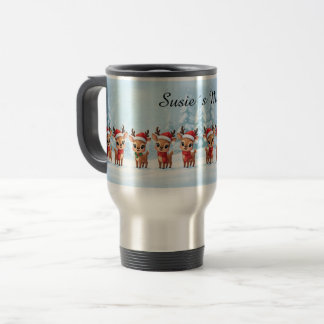Taza De Viaje Personalized Reindeer Travel Mug, Custom Name, Chr