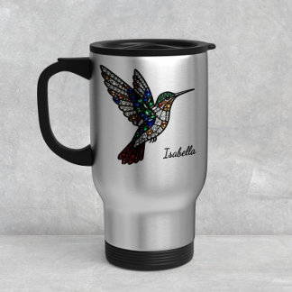 Taza De Viaje Personalized Stained Glass Hummingbird Travel Mug