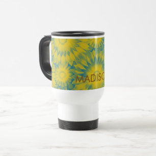 Taza De Viaje Personalized Vibrant Sunflower Tie-Dye Art