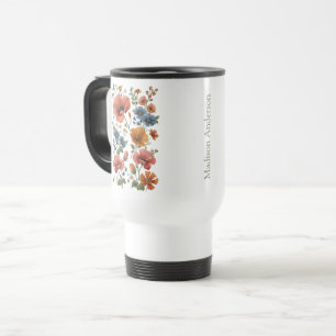Taza De Viaje Personalized Vintage Botanical Poppies