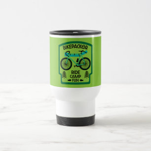 Taza De Viaje Pescado Bikepacker Y Café Campestre Grande Mug