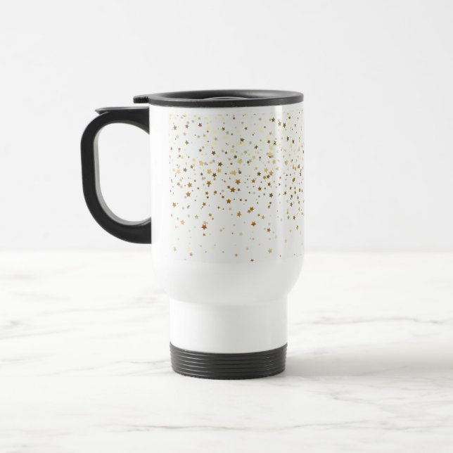 Taza De Viaje Petite Golden Stars Travel Coffee Mug-White (Izquierda)