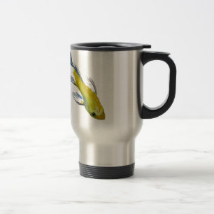 Taza De Viaje Pez arte acuarela carpa koi japonesa amarilla