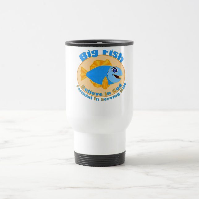 Taza De Viaje Pez Grande Cree en Dios (Centro)