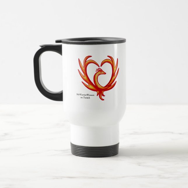 Taza De Viaje Phoenix Heart, MeWarriorWoman en Twitch (Izquierda)