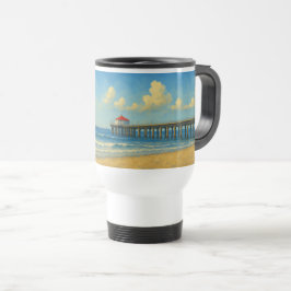 Taza De Viaje Pier de Manhattan Beach con techo rojo